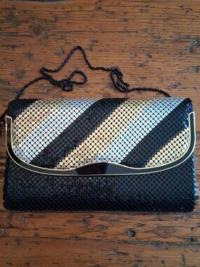 Y & S Vintage 1980s Mesh Metal Convertible Clutch Shoulder Crossbody Bag